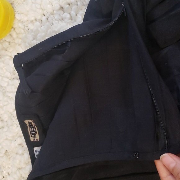 Vintage 90s DKNY jeans aline pleated skirt linen black w/cream stripe small - Picture 6 of 6